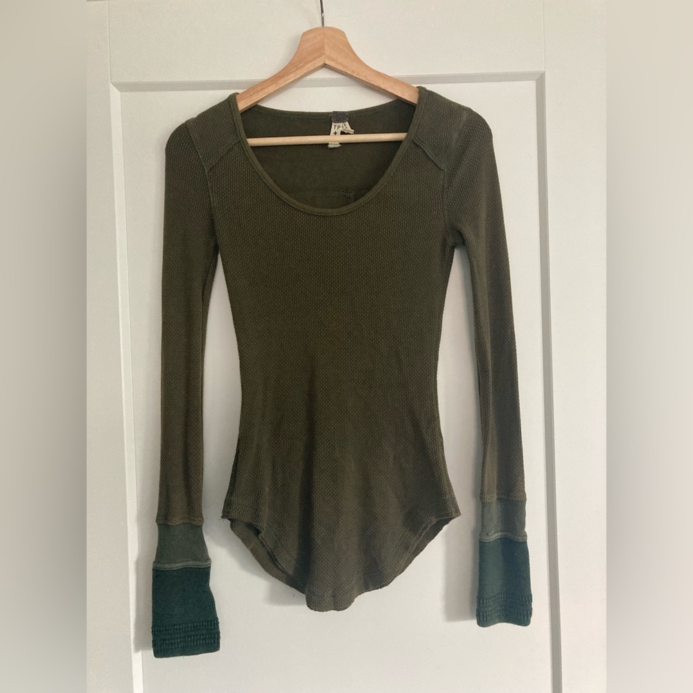 Free People Waffle Long Sleeve Shirt